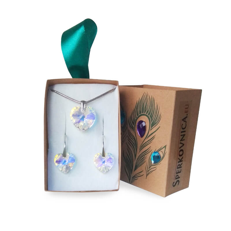 Súprava náušníc a prívesku SWAROVSKI Crystal AB v darčekovej krabičke