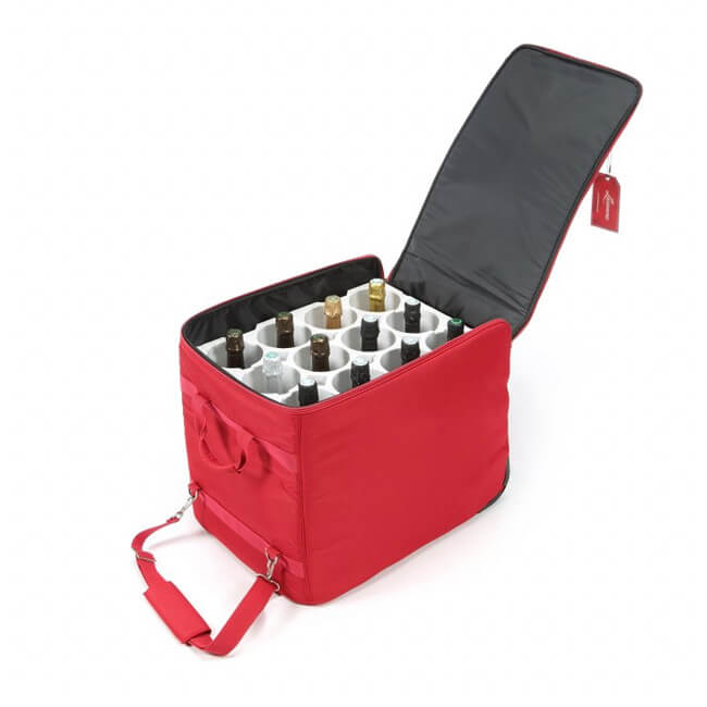 Wine Check skladací kufor na 12 fliaš červený