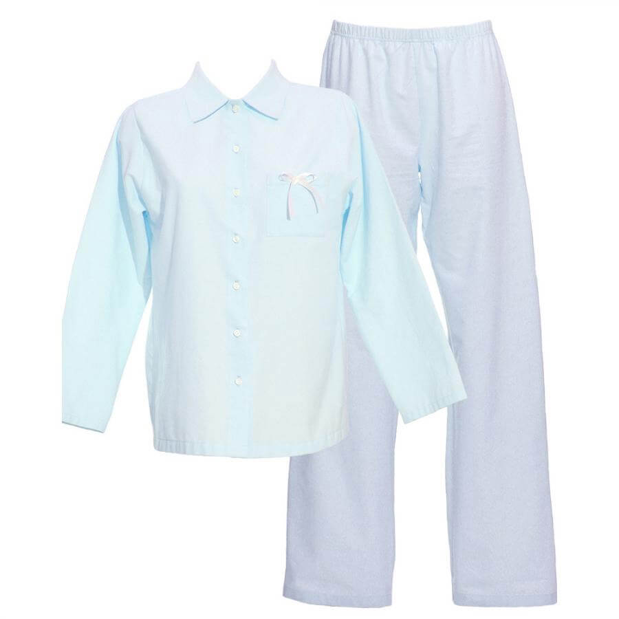 Dámske bio flanelové pyžamo Lotus - aqua modré, veľkosť S