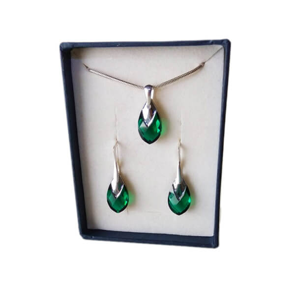 Set prívesku a náušníc Smaragdové slzy SWAROVSKI - Crystal (veľkosť 18 mm)