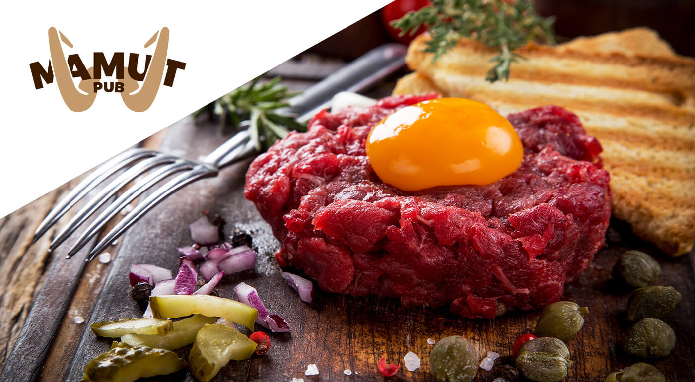 Gurmánsky hovädzí tatarák s hriankami v Mamut Pube