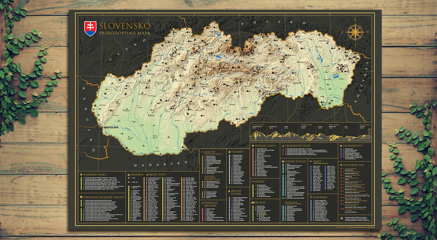 Stieracia mapa Slovenska - prírodopisná