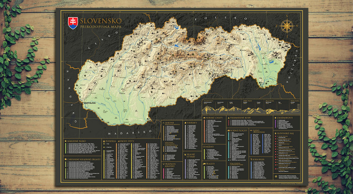 Stieracia mapa Slovenska - prírodopisná