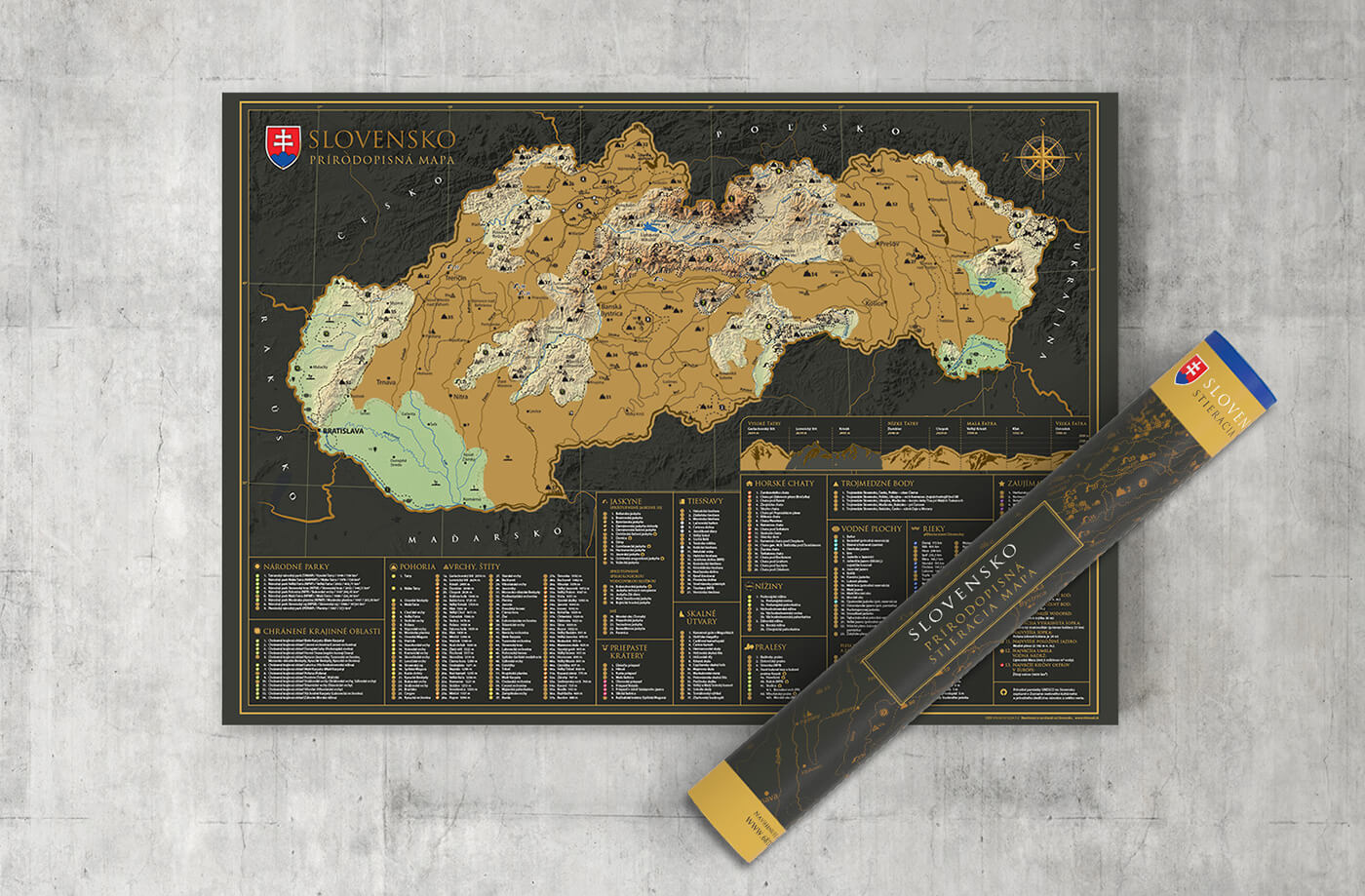 Stieracia mapa Slovenska prírodopisná - darčeková verzia