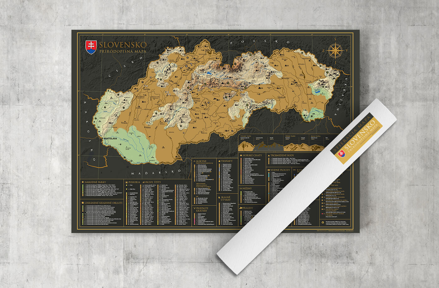 Stieracia mapa Slovenska - prírodopisná