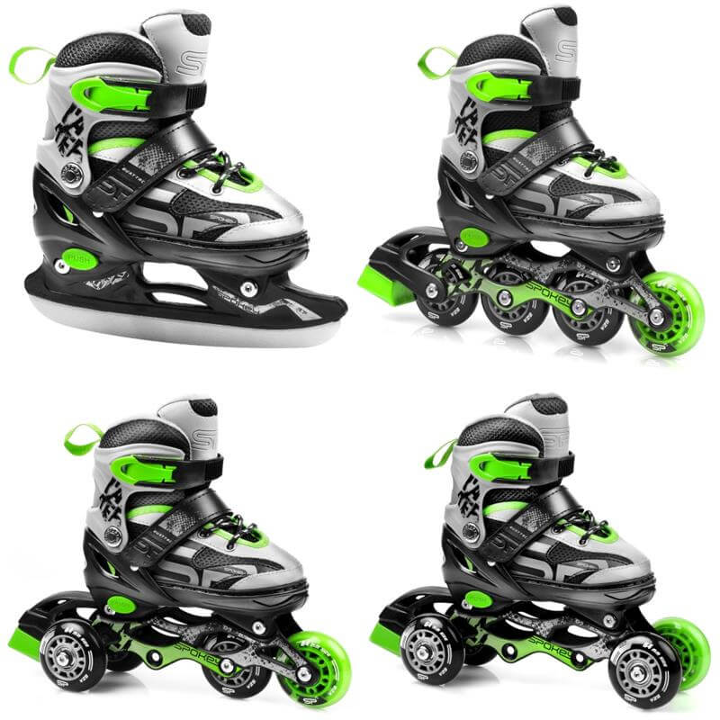 Spokey QUATTRO Detské korčule 4v1 - zelené (veľkosť 30-33)