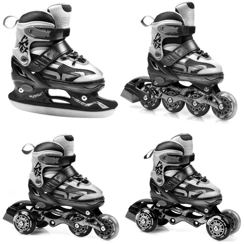 Spokey QUATTRO Detské korčule 4v1 - sivé (veľkosť 30-33)