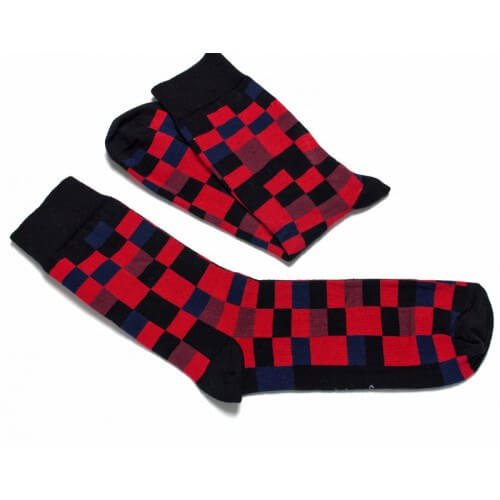 FunnySOX ponožky Pixelky čierno-červené - veľkosť 36-40