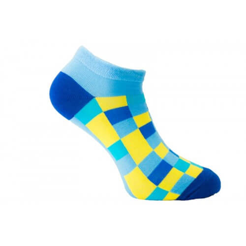 FunnySOX ponožky Pixelky nízke žlto-modré - veľkosť 36-40