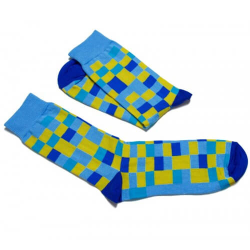 FunnySOX ponožky Pixelky žlto-modré - veľkosť 36-40