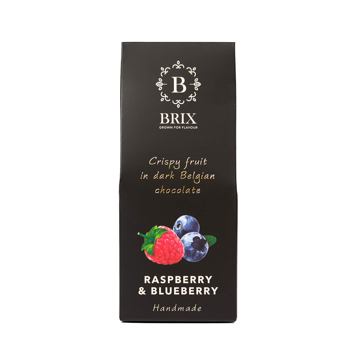 BRIX Mrazom sušená malina a čučoriedka v horkej čokoláde 80 g (handmade edition)