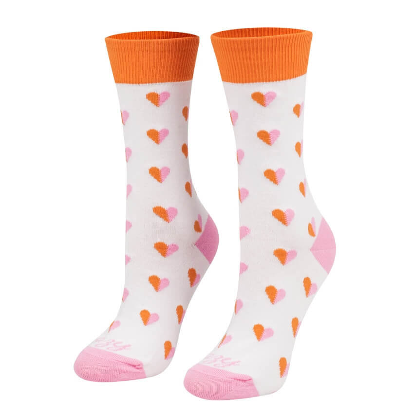 Crazy Step ponožky Srdiečka ružové na bielom pozadí - veľkosť 39-42