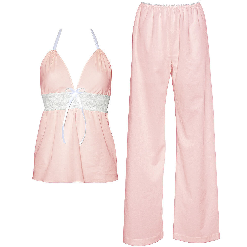 Dámska bio bavlnená košieľka a nohavice Lullaby - svetloružová, veľkosť S