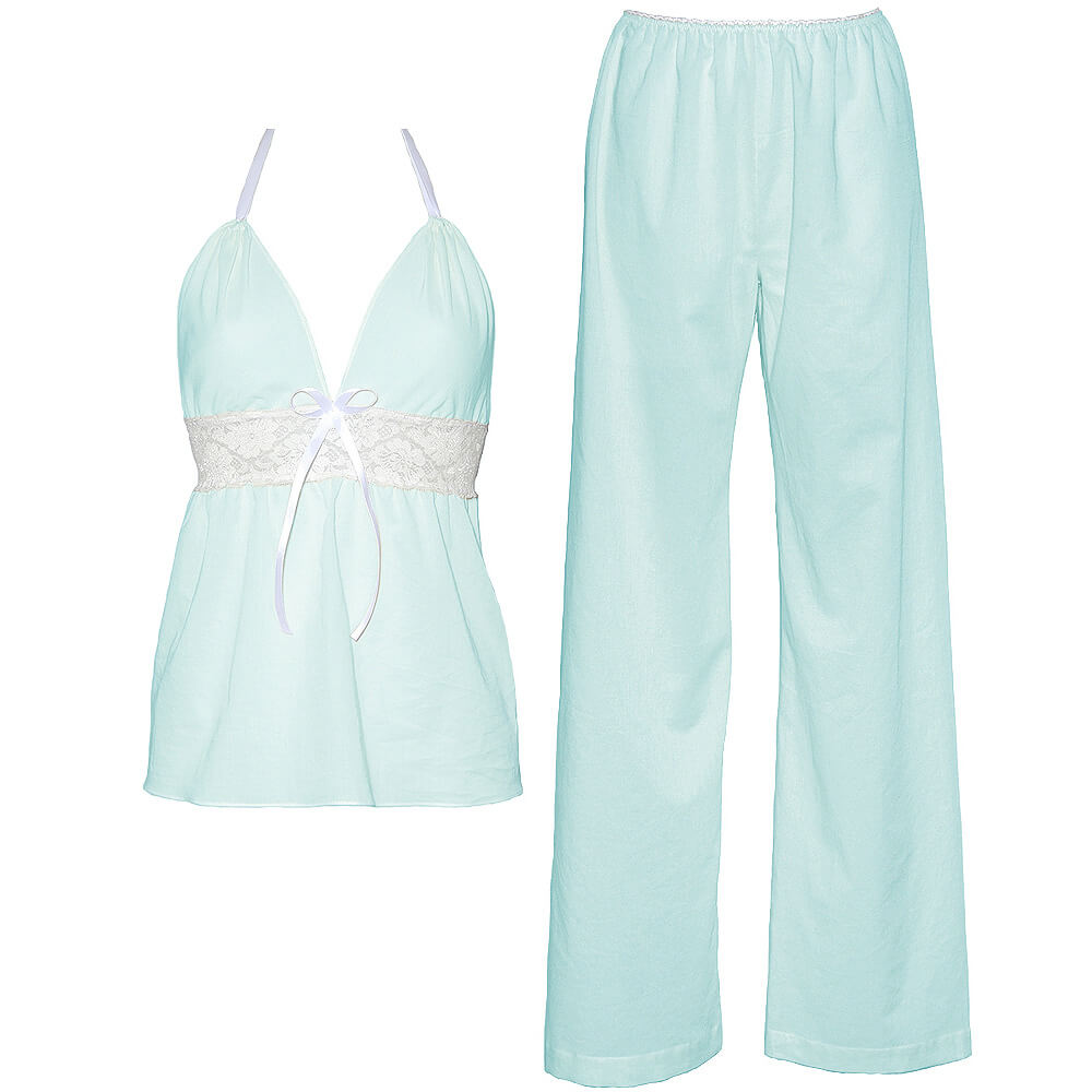 Dámska bio bavlnená košieľka a nohavice Lullaby - svetlomodrá, veľkosť S