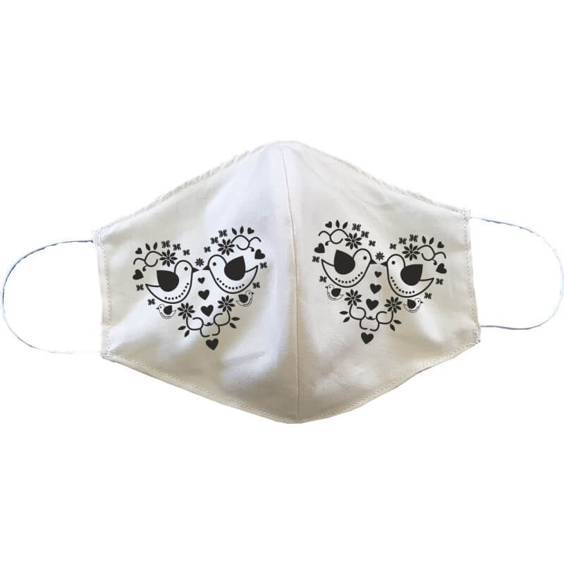 Bavlnené rúško oválne pre dospelého - biele