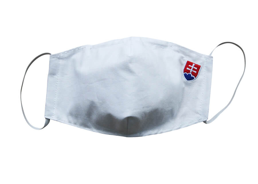 Bavlnené rúško pre dospelého s plieškom na nose - vzor Slovensko - biele