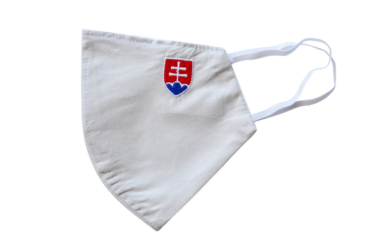 Rúško - maska so slovenským znakom - svetlosivá, veľkosť M