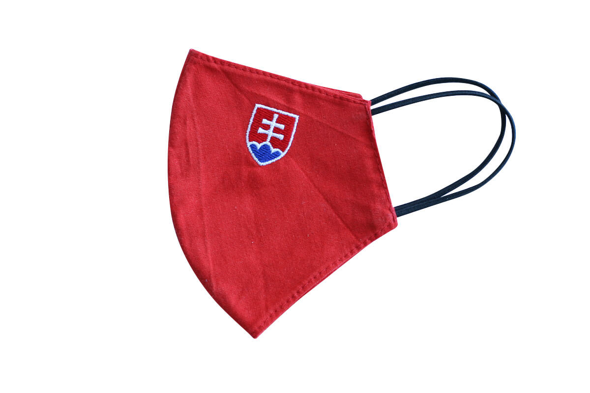 Rúško - maska so slovenským znakom - červená, veľkosť S