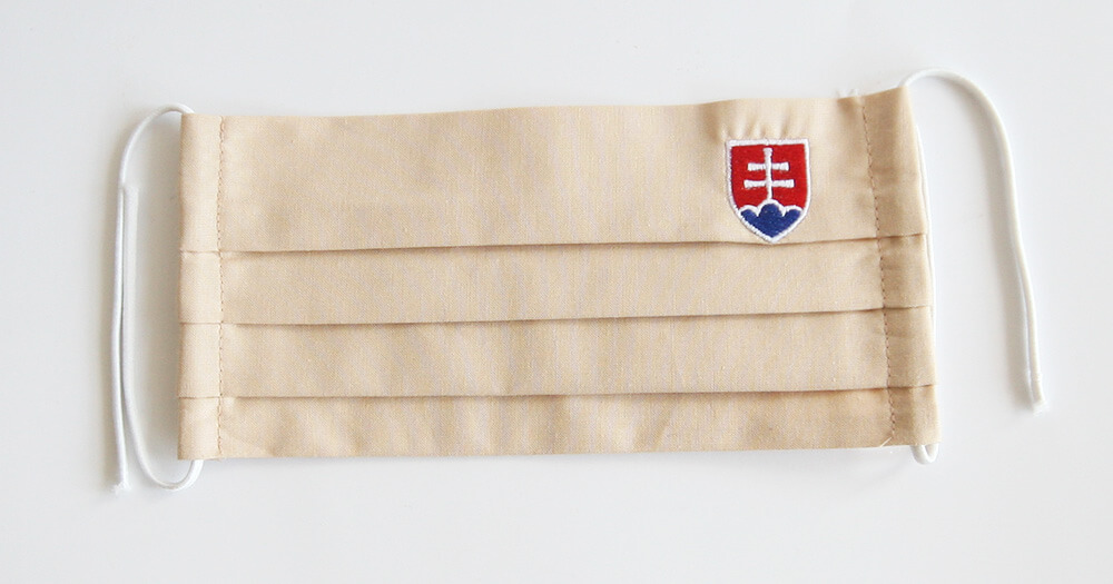 Rúško obdĺžnikové so slovenským znakom - krémové