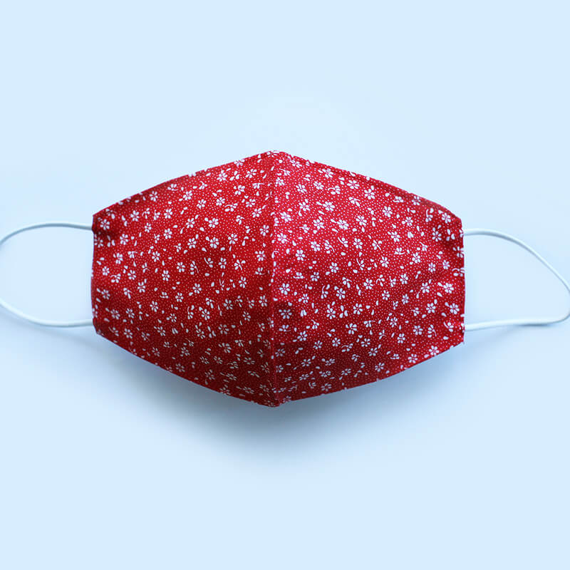 Bavlnené rúško Kvietok dámske - červeno-biele