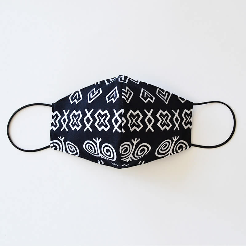 Bavlnené rúško s ľudovým vzorom pánske - čierne