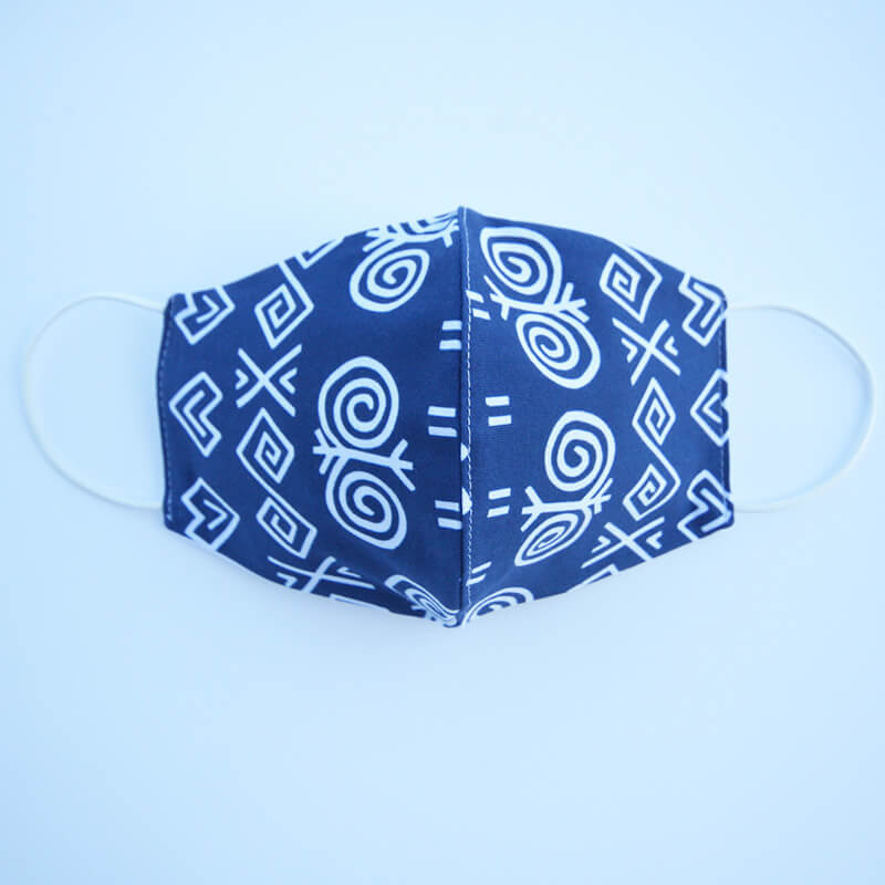 Bavlnené rúško s ľudovým vzorom dámske - modré