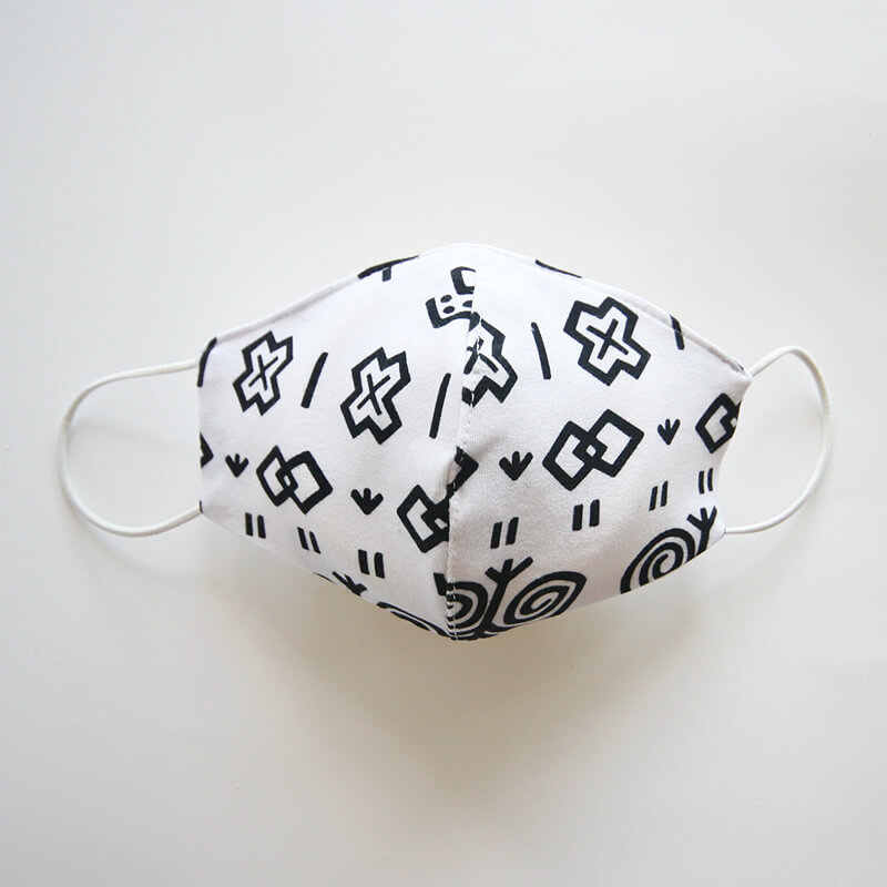 Bavlnené rúško s ľudovým vzorom dámske - biele