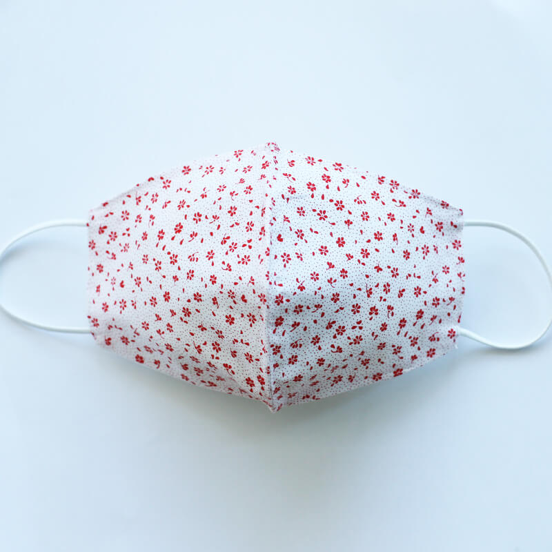 Bavlnené rúško Kvietok dámske - bielo-červené