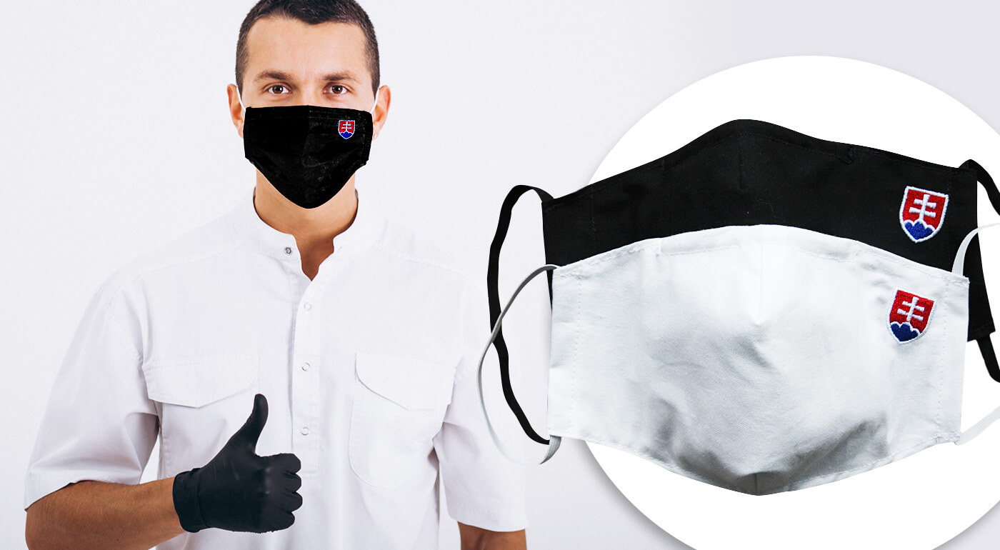 Rúška so slovenským znakom s plieškom na nose