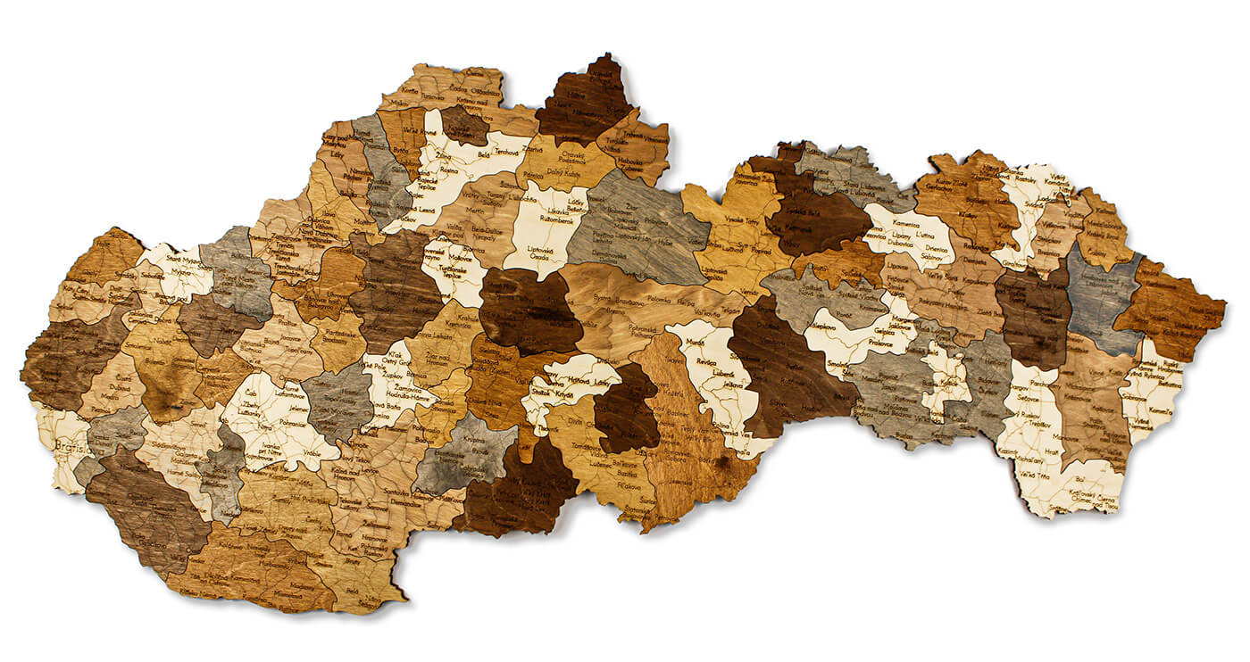 Drevená mapa Slovenska 100 x 50 cm