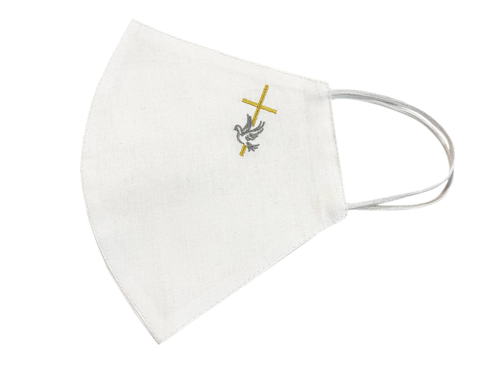 Dámske bavlnené rúško na birmovku - Kríž a holubica