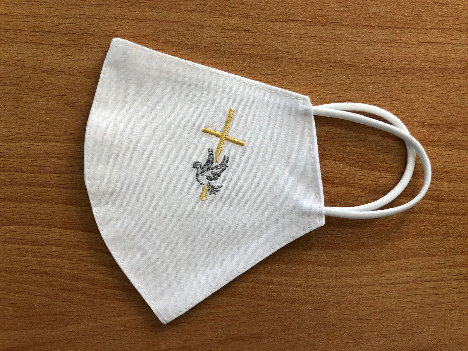 Detské bavlnené rúško na 1. sväté prijímanie - Kríž a holubica