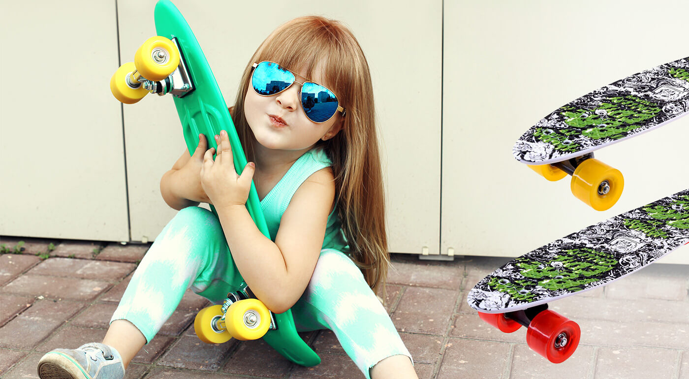 Dizajnový pennyboard v dvoch farbách