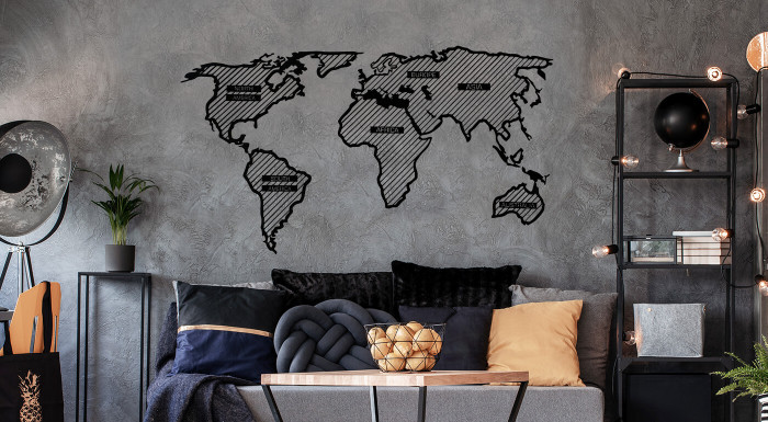 Drevená mapa sveta LINE