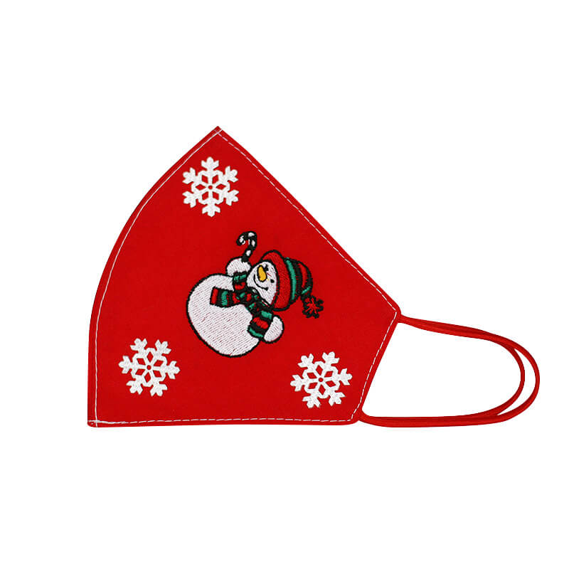 Bavlnené rúško Snehuliak a vločky dámske - červené