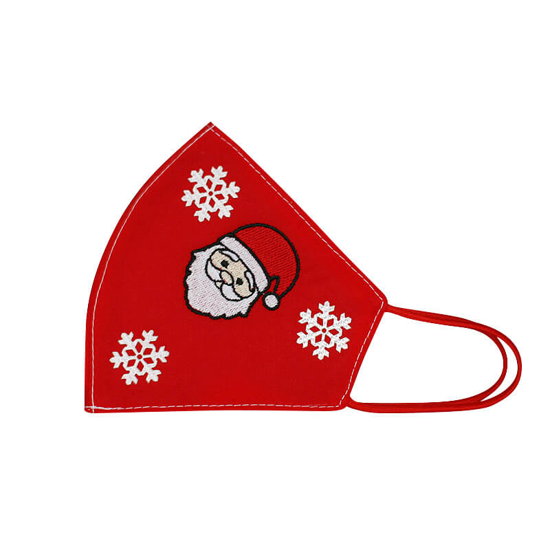 Bavlnené rúško Mikuláš a vločky dámske - červené