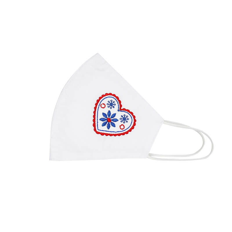 Bavlnené rúško Srdce dámske - biele