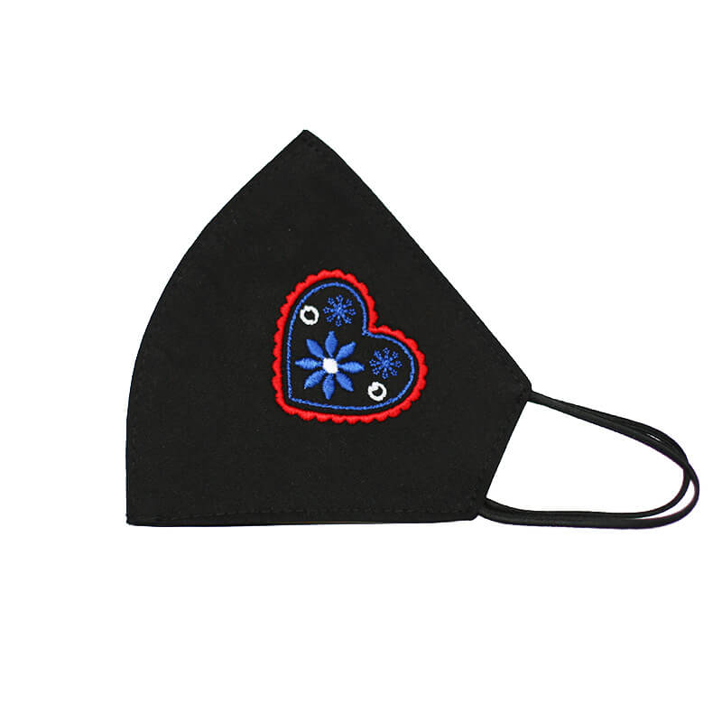 Bavlnené rúško Srdce dámske - čierne