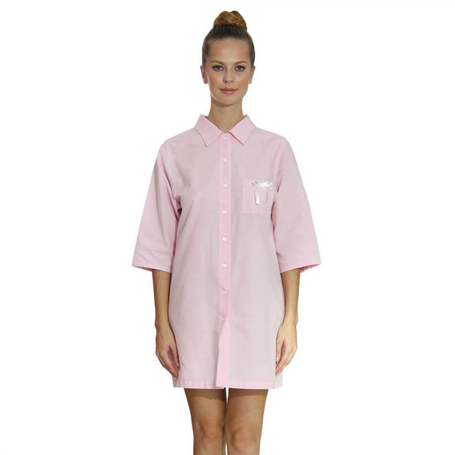 Dámska košeľa z organickej bavlny - flanelu - svetloružová, veľkosť S