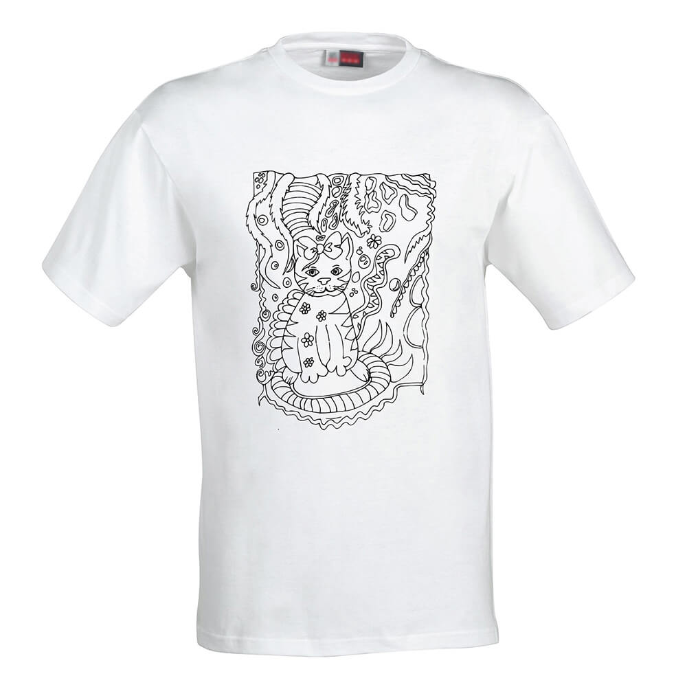 Detské tričko Omaľovánka - Mačka s mašľou, veľkosť 110 (4 roky)