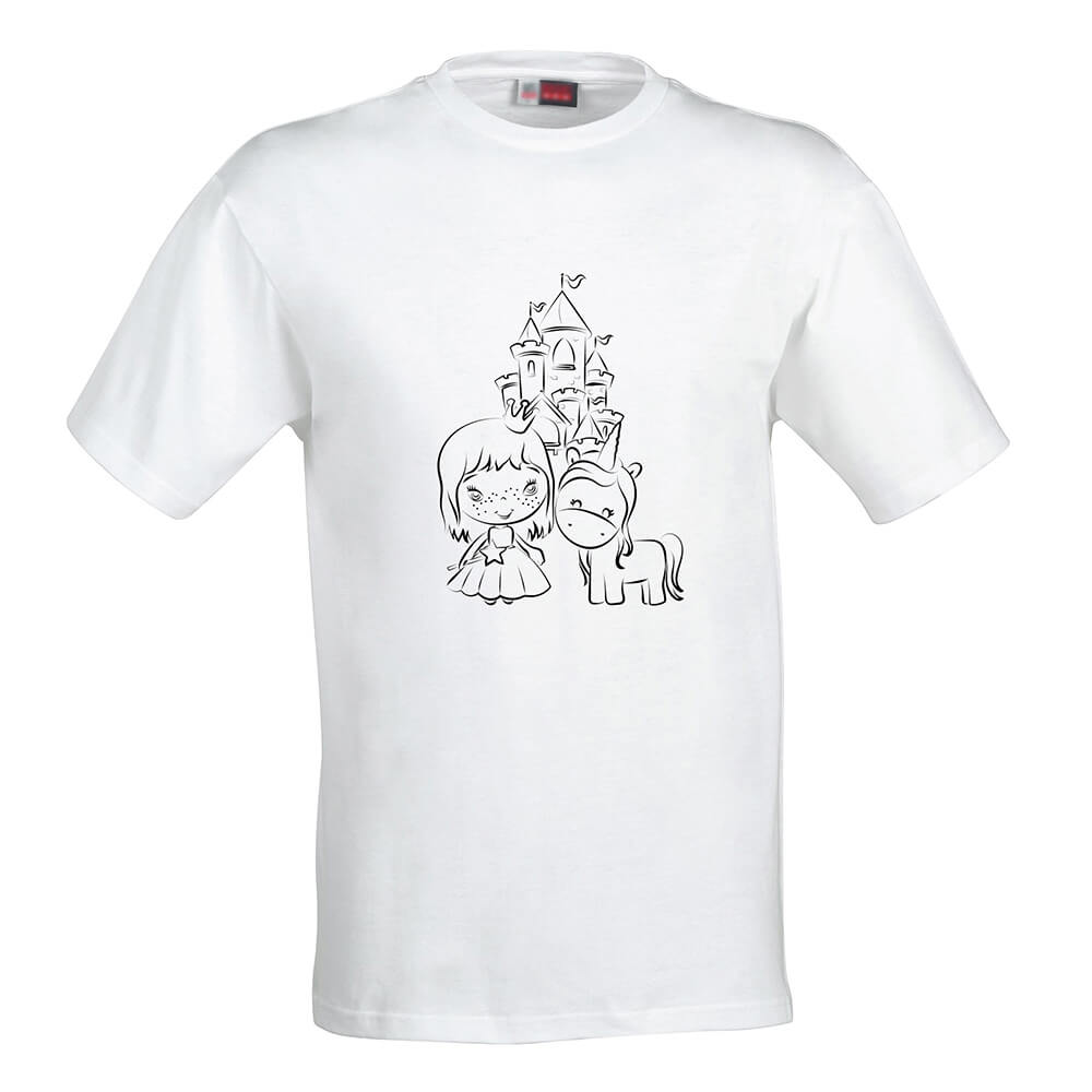 Detské tričko Omaľovánka - Jednorožec a princezná, veľkosť 110 (4 roky)