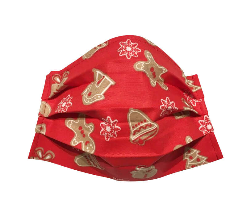 Bavlnené vianočné rúško - červené s medovníkmi