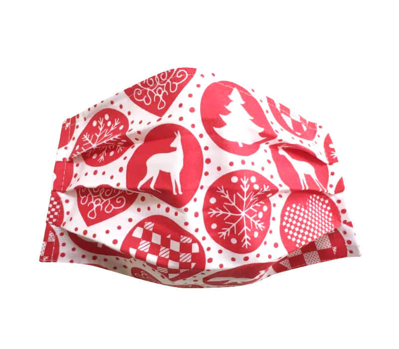 Bavlnené rúško bielo-červené s vianočným motívom