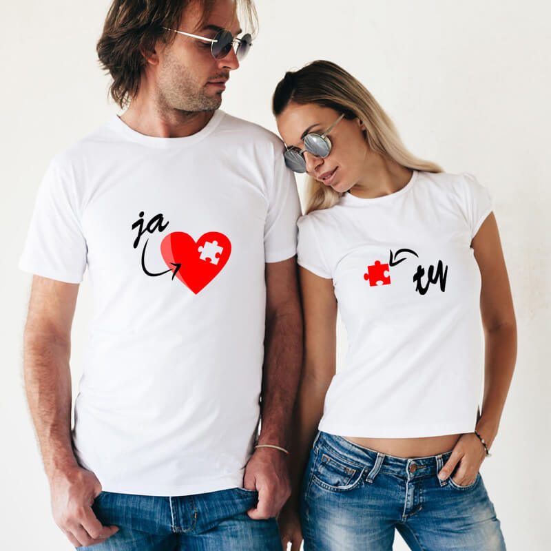 Dámske a pánske tričko - Srdce-puzzle, veľkosť S,M,L,XL,XXL