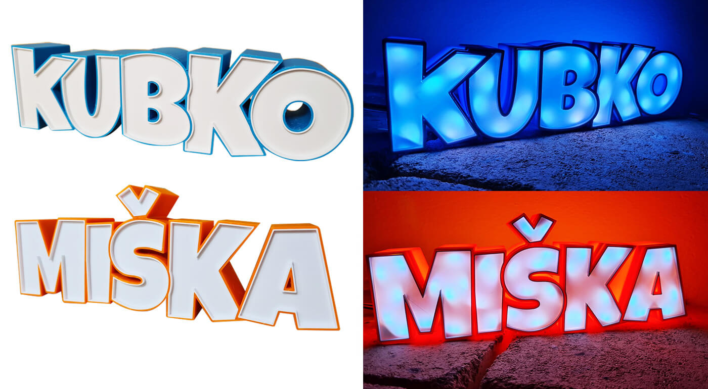 Novinka 3D meno s LED podsvietením alebo bez