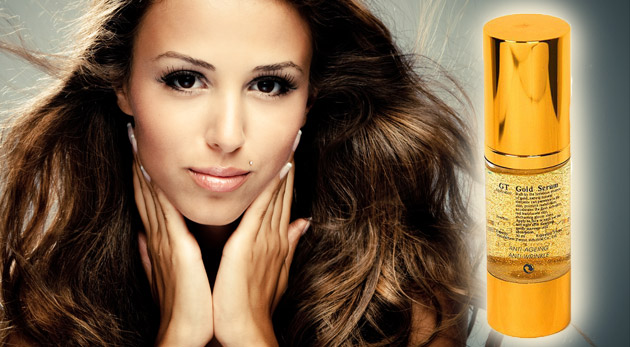 Rozlúčte sa s vráskami! Luxusné zlaté sérum ETANI Golden Time s kúskami 24 karátového zlata a elastínom pre  regeneráciu pleti.