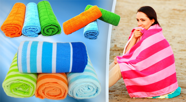 Kvalitná osuška vo farbe podľa výberu a set uterákov z ľahkého mikrovlákna.