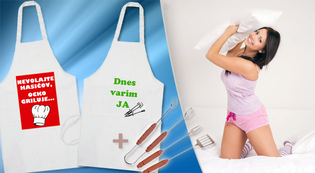 Saténový návlek na vankúšik a kuchynská zástera s obrázkom či heslom podľa vlastného výberu.