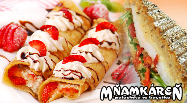 Lahodné francúzske palacinky alebo chrumkavá bageta Longmen.