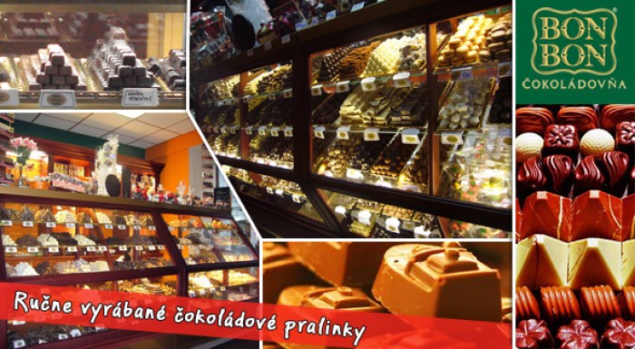 Pre všetkých milovníkov sladkostí máme 41% zľavu - 100 gramov ručne vyrábaných čokoládových praliniek podľa vlastného výberu za 2,70€ v čokoládovni Bon Bon.